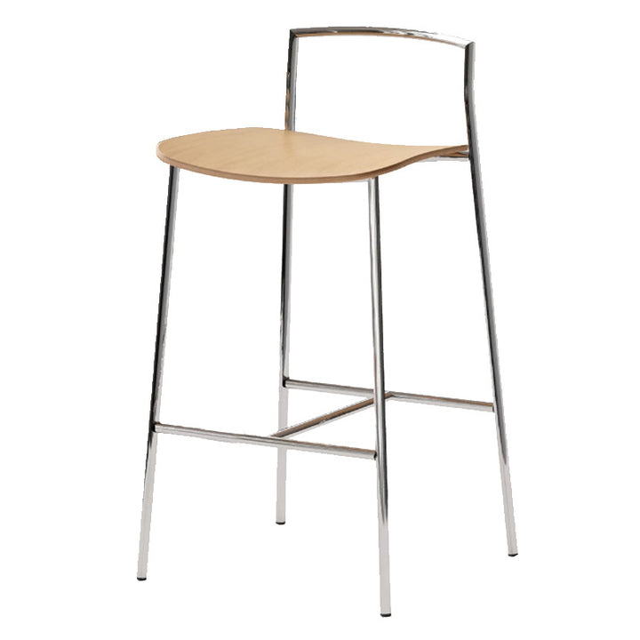 Tabouret de bar moderne minimaliste carré en fer à plusieurs niveaux avec panneau en bois massif pour salle à manger 