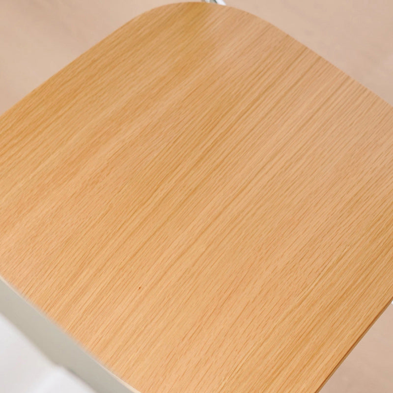 Modern Minimalist Square Iron Multi-Layer Solid Wood Panel Bar Stool For Dining Room