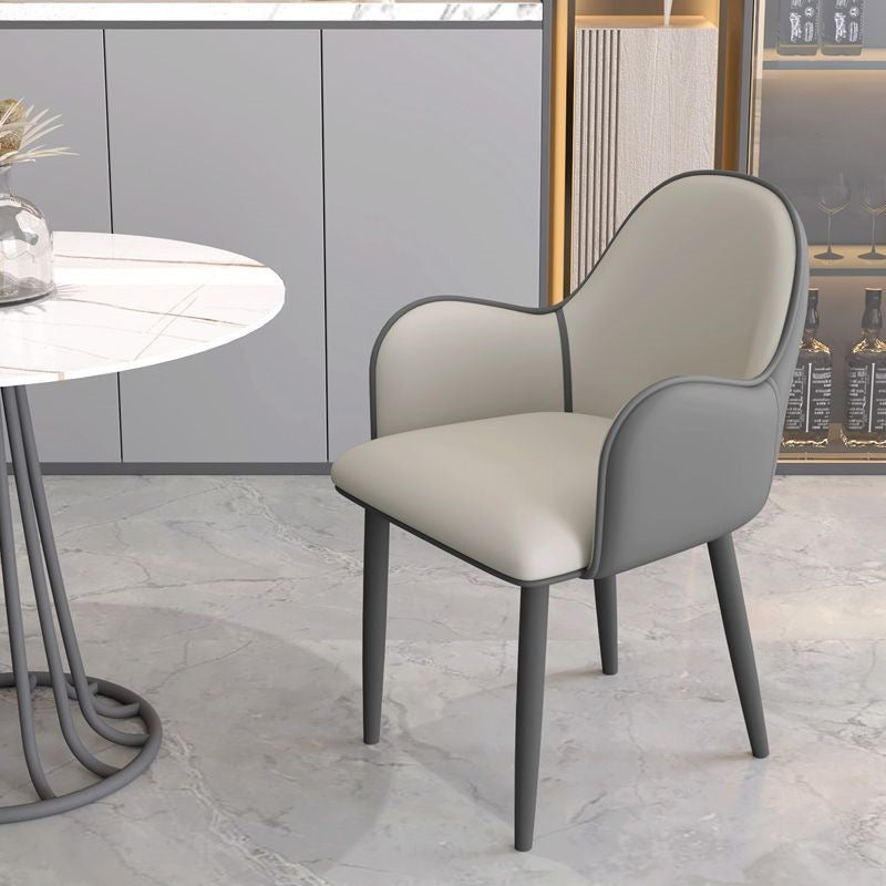 Contemporary Scandinavian Square Iron Carbon Steel PU Leather Dining Chair For Dining Room