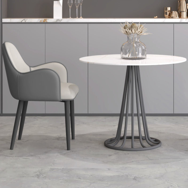 Contemporary Scandinavian Square Iron Carbon Steel PU Leather Dining Chair For Dining Room