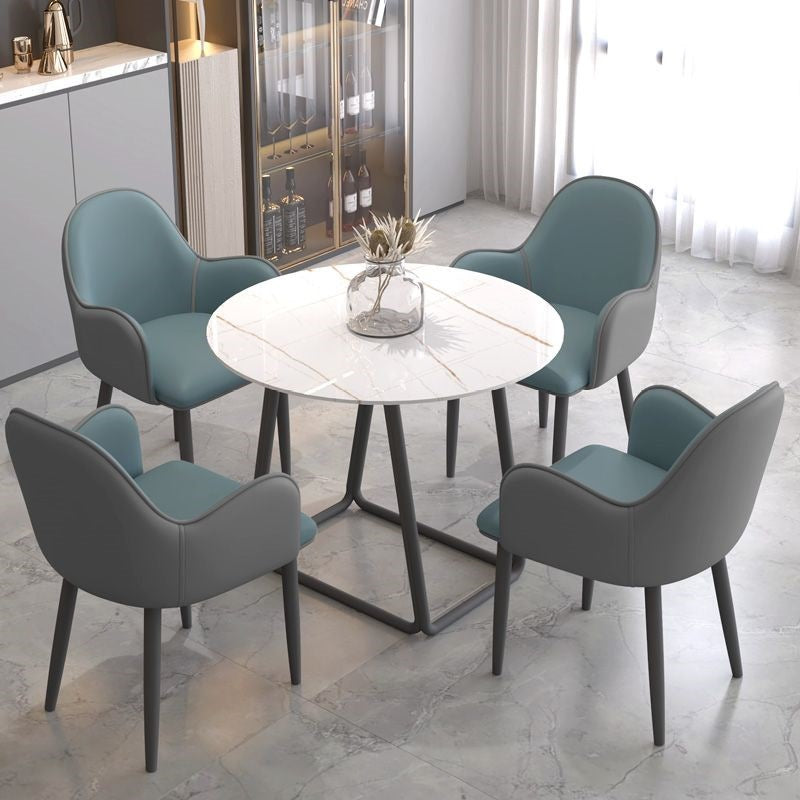 Contemporary Scandinavian Square Iron Carbon Steel PU Leather Dining Chair For Dining Room