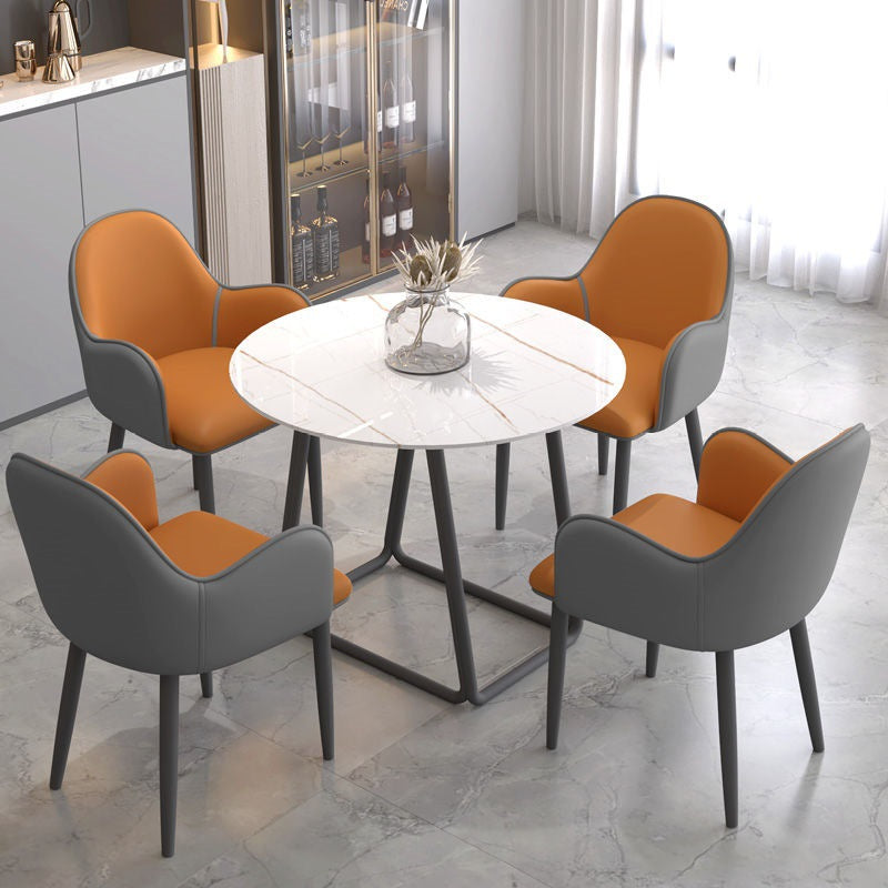 Contemporary Scandinavian Square Iron Carbon Steel PU Leather Dining Chair For Dining Room