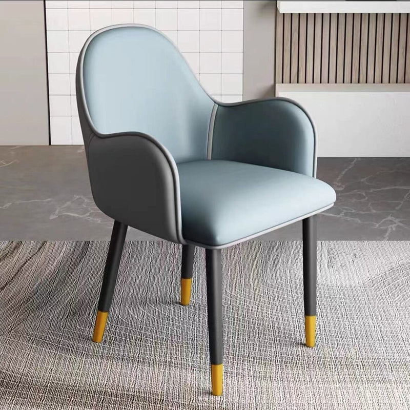 Contemporary Scandinavian Square Iron Carbon Steel PU Leather Dining Chair For Dining Room