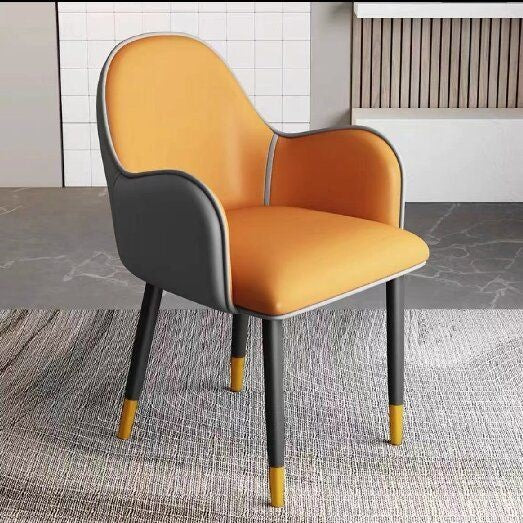 Contemporary Scandinavian Square Iron Carbon Steel PU Leather Dining Chair For Dining Room
