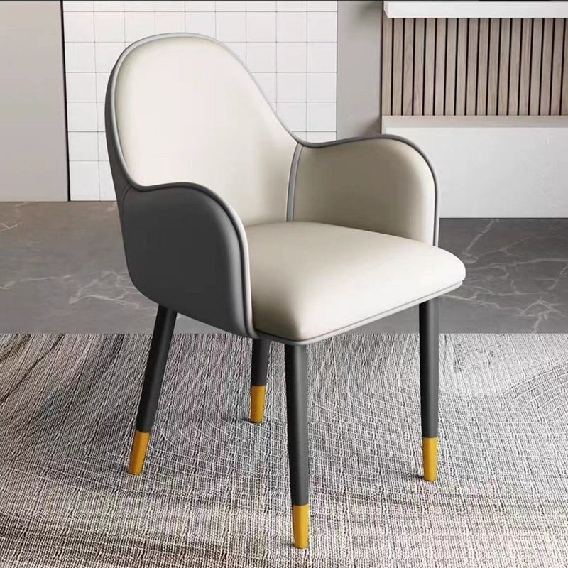 Contemporary Scandinavian Square Iron Carbon Steel PU Leather Dining Chair For Dining Room