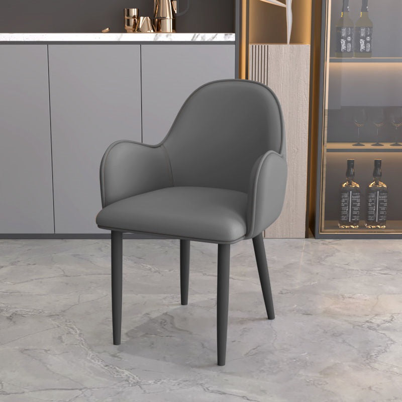Contemporary Scandinavian Square Iron Carbon Steel PU Leather Dining Chair For Dining Room