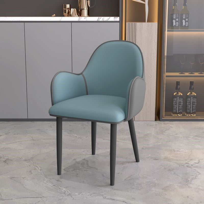 Contemporary Scandinavian Square Iron Carbon Steel PU Leather Dining Chair For Dining Room