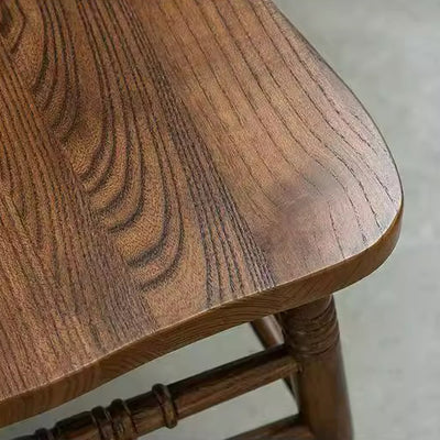 Traditional Farmhouse Rectangular Rubberwood Solid Wood Backrest Dining Chair For Dining Room