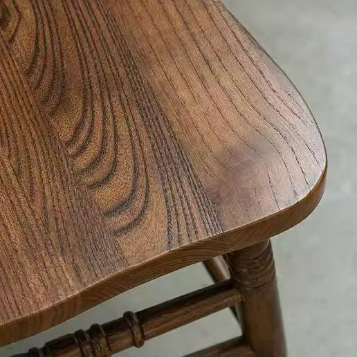 Traditional Farmhouse Rectangular Rubberwood Solid Wood Backrest Dining Chair For Dining Room