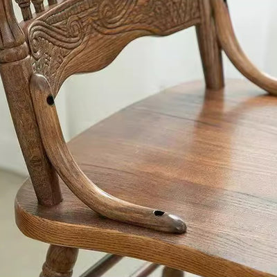 Traditional Farmhouse Rectangular Rubberwood Solid Wood Backrest Dining Chair For Dining Room