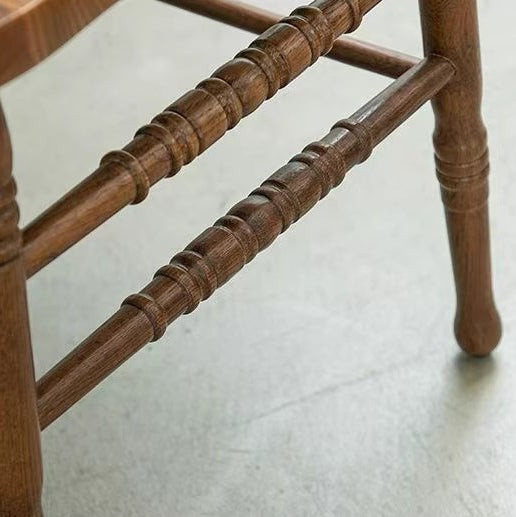 Traditional Farmhouse Rectangular Rubberwood Solid Wood Backrest Dining Chair For Dining Room
