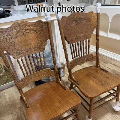 Traditional Farmhouse Rectangular Rubberwood Solid Wood Backrest Dining Chair For Dining Room