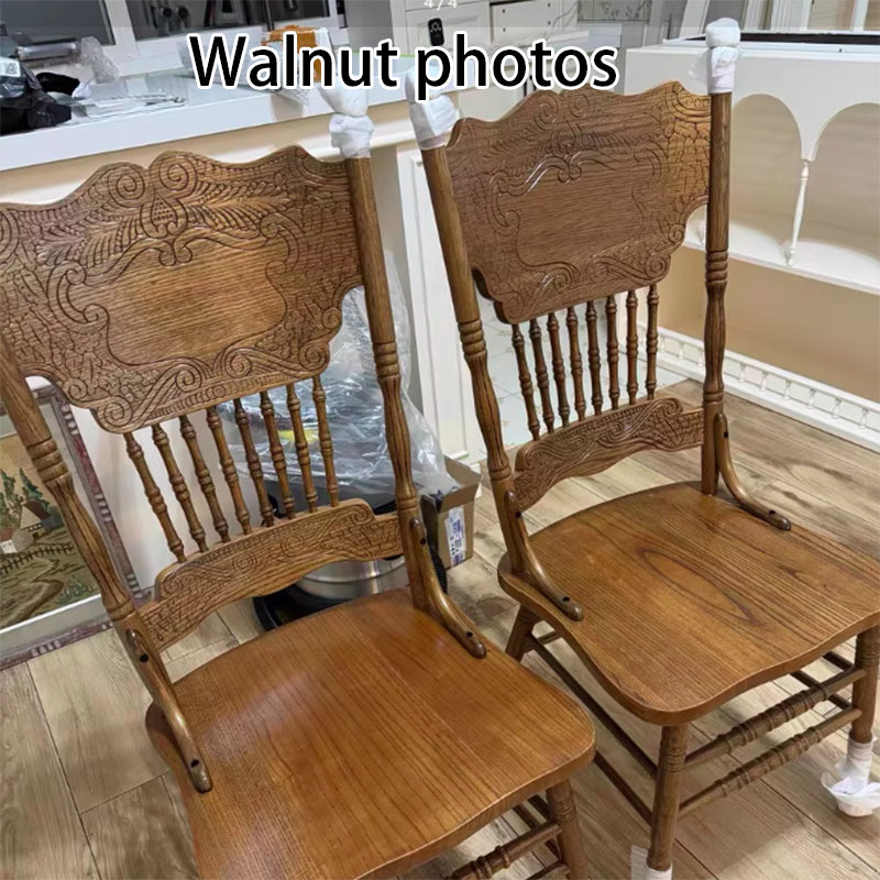 Traditional Farmhouse Rectangular Rubberwood Solid Wood Backrest Dining Chair For Dining Room