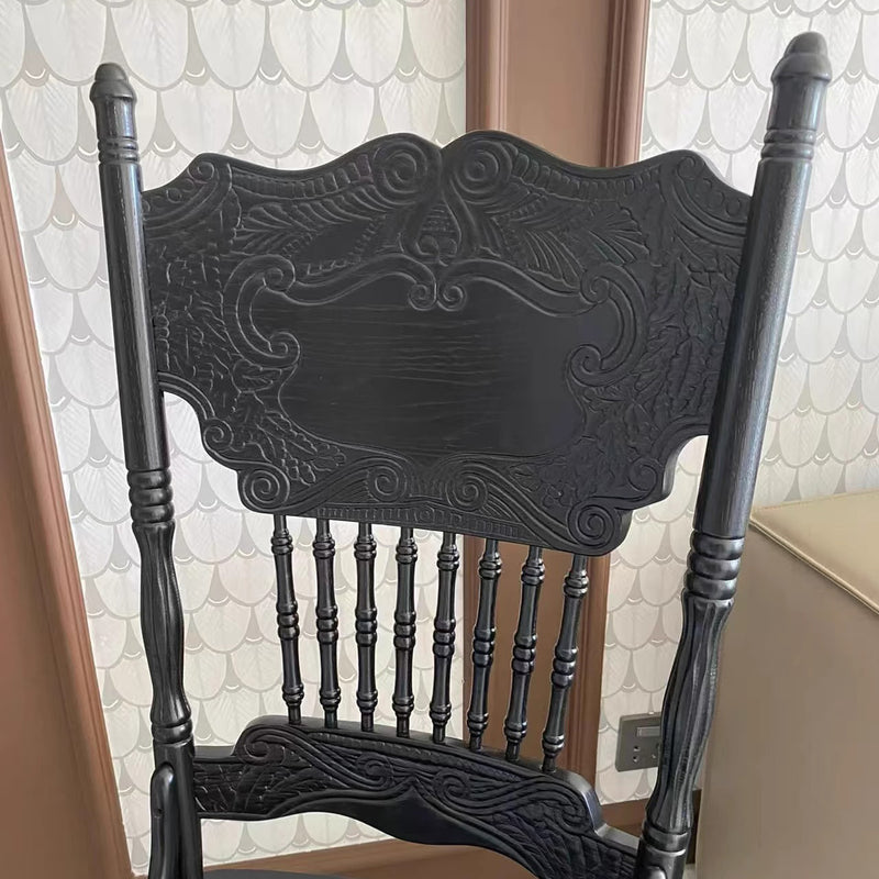 Traditional Farmhouse Rectangular Rubberwood Solid Wood Backrest Dining Chair For Dining Room