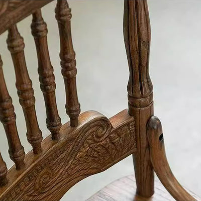Traditional Farmhouse Rectangular Rubberwood Solid Wood Backrest Dining Chair For Dining Room