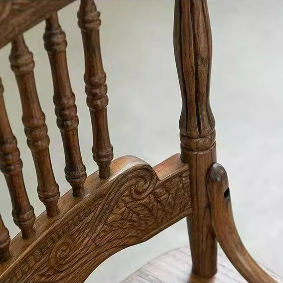 Traditional Farmhouse Rectangular Rubberwood Solid Wood Backrest Dining Chair For Dining Room