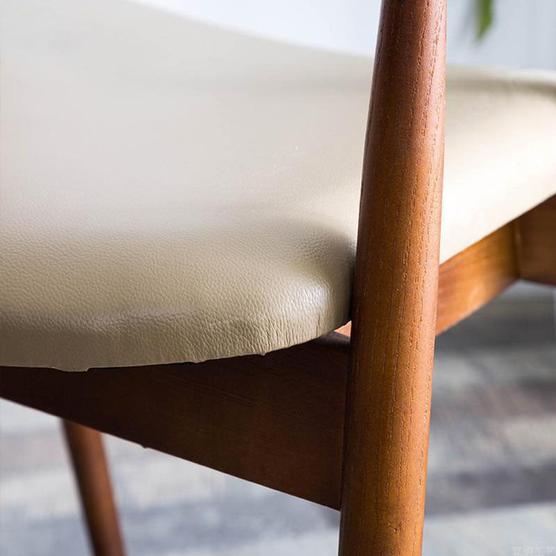 Modern Minimalist Square White Camphor Wood Solid Wood PU Leather Backrest Chair For Living Room