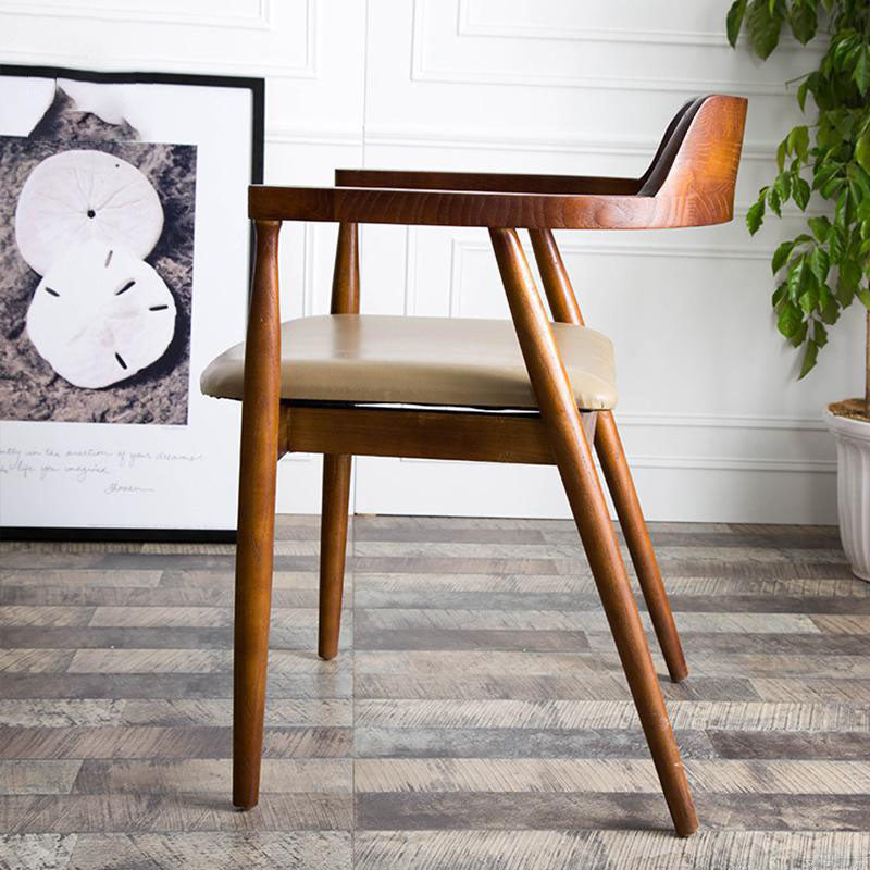 Modern Minimalist Square White Camphor Wood Solid Wood PU Leather Backrest Chair For Living Room