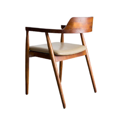 Modern Minimalist Square White Camphor Wood Solid Wood PU Leather Backrest Chair For Living Room