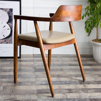 Modern Minimalist Square White Camphor Wood Solid Wood PU Leather Backrest Chair For Living Room
