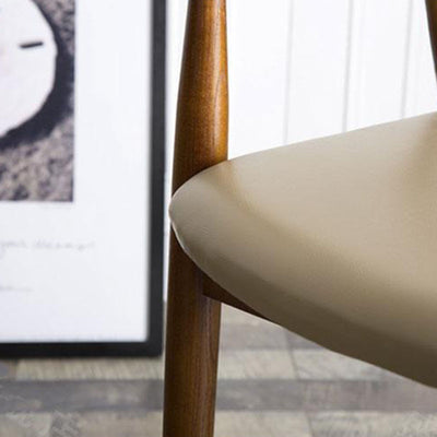 Modern Minimalist Square White Camphor Wood Solid Wood PU Leather Backrest Chair For Living Room