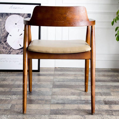 Modern Minimalist Square White Camphor Wood Solid Wood PU Leather Backrest Chair For Living Room