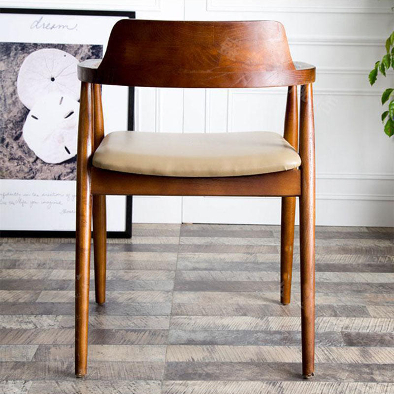 Modern Minimalist Square White Camphor Wood Solid Wood PU Leather Backrest Chair For Living Room
