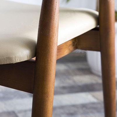 Modern Minimalist Square White Camphor Wood Solid Wood PU Leather Backrest Chair For Living Room