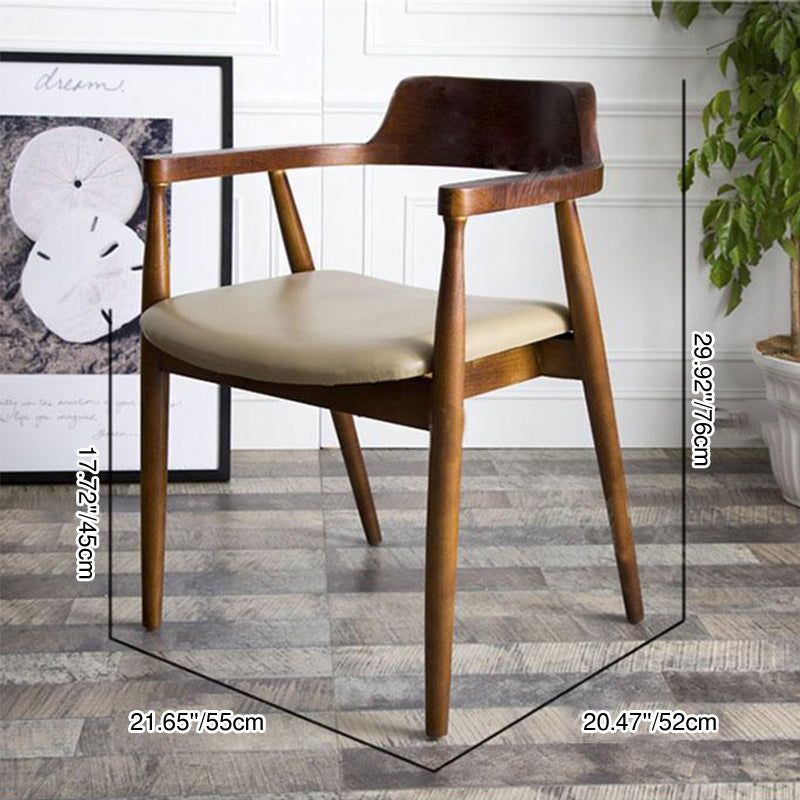 Modern Minimalist Square White Camphor Wood Solid Wood PU Leather Backrest Chair For Living Room