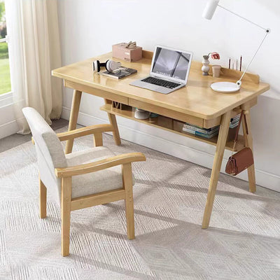 Modern Minimalist Square Cotton-Linen Rubberwood Solid Wood Backrest Dining Chair For Dining Room