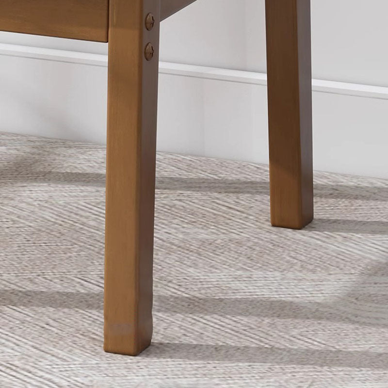 Modern Minimalist Square Cotton-Linen Rubberwood Solid Wood Backrest Dining Chair For Dining Room