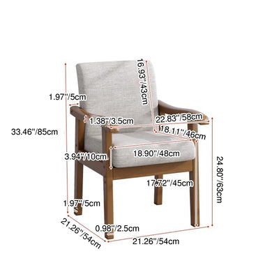 Modern Minimalist Square Cotton-Linen Rubberwood Solid Wood Backrest Dining Chair For Dining Room