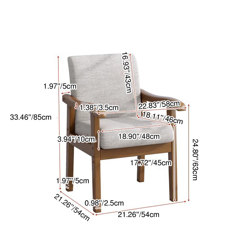Modern Minimalist Square Cotton-Linen Rubberwood Solid Wood Backrest Dining Chair For Dining Room