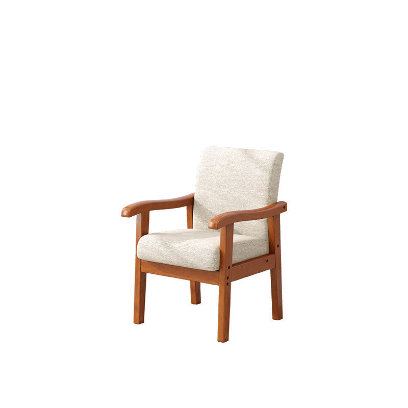 Modern Minimalist Square Cotton-Linen Rubberwood Solid Wood Backrest Dining Chair For Dining Room