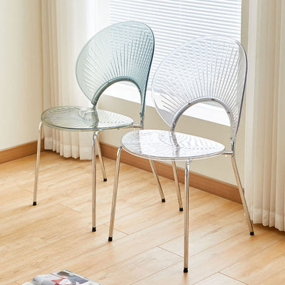 Contemporary Creative Round Acrylic Electroplated Metal Shell-Shaped Backrest Dining Chair For Dining Room