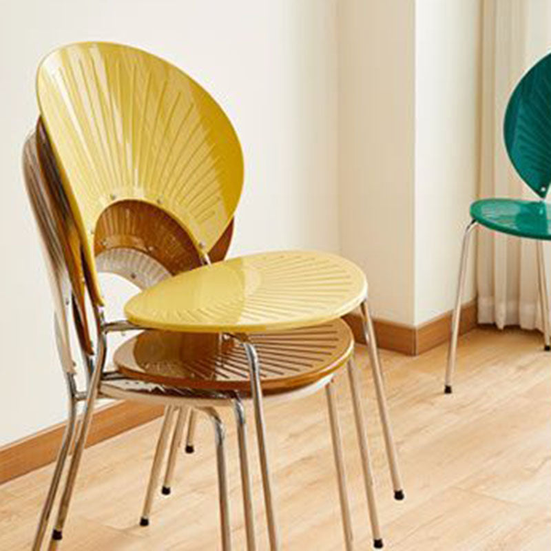 Contemporary Creative Round Acrylic Electroplated Metal Shell-Shaped Backrest Dining Chair For Dining Room