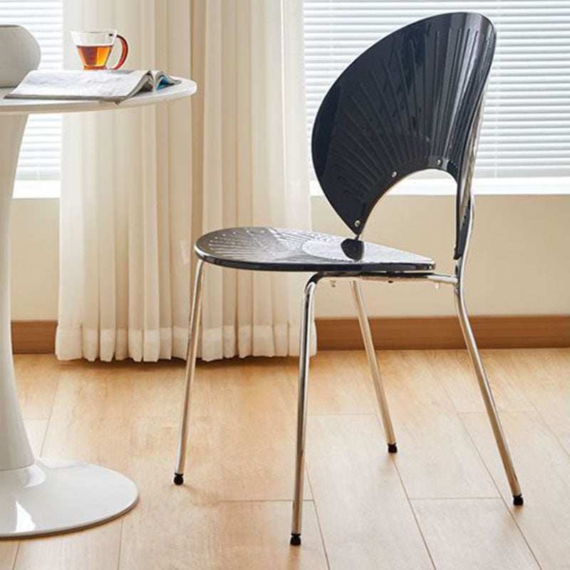 Contemporary Creative Round Acrylic Electroplated Metal Shell-Shaped Backrest Dining Chair For Dining Room