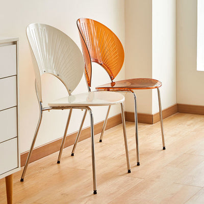 Contemporary Creative Round Acrylic Electroplated Metal Shell-Shaped Backrest Dining Chair For Dining Room