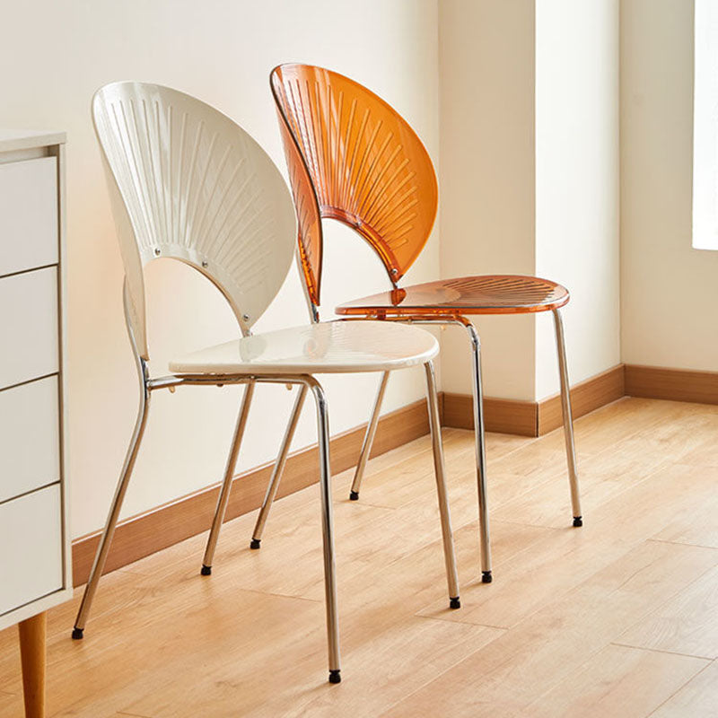 Contemporary Creative Round Acrylic Electroplated Metal Shell-Shaped Backrest Dining Chair For Dining Room