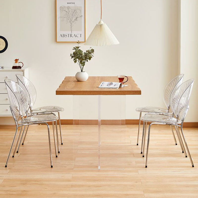 Contemporary Creative Round Acrylic Electroplated Metal Shell-Shaped Backrest Dining Chair For Dining Room