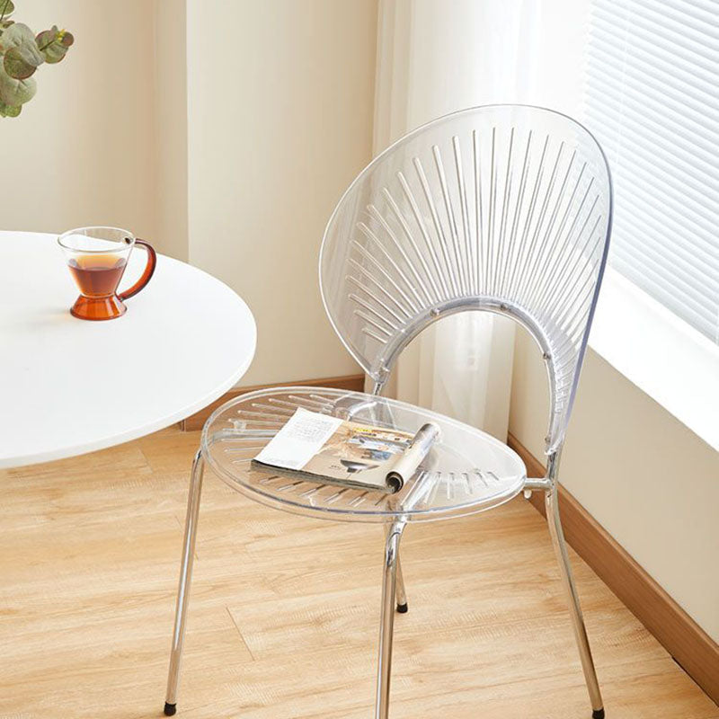 Contemporary Creative Round Acrylic Electroplated Metal Shell-Shaped Backrest Dining Chair For Dining Room