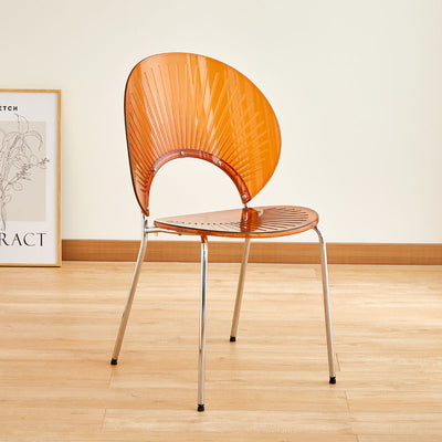 Contemporary Creative Round Acrylic Electroplated Metal Shell-Shaped Backrest Dining Chair For Dining Room