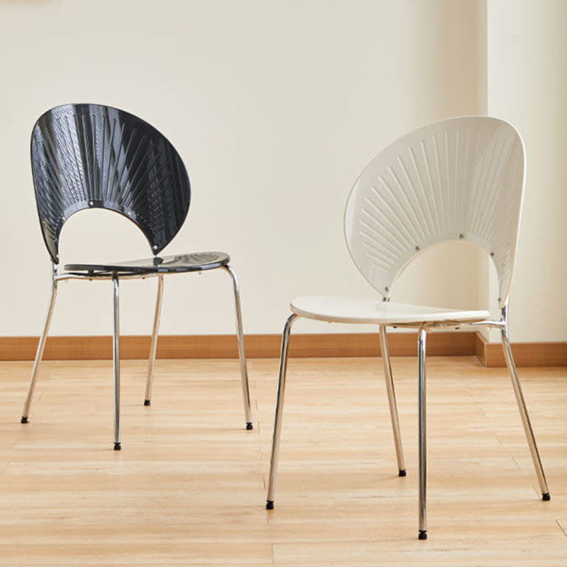 Contemporary Creative Round Acrylic Electroplated Metal Shell-Shaped Backrest Dining Chair For Dining Room
