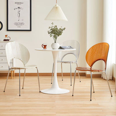 Contemporary Creative Round Acrylic Electroplated Metal Shell-Shaped Backrest Dining Chair For Dining Room