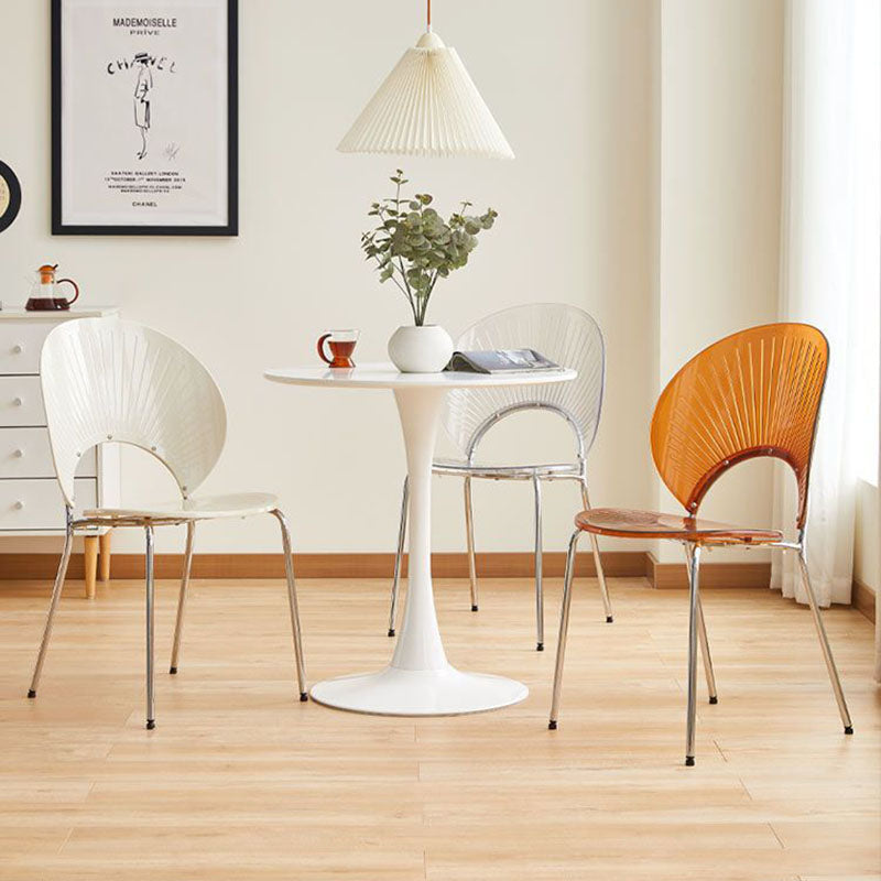 Contemporary Creative Round Acrylic Electroplated Metal Shell-Shaped Backrest Dining Chair For Dining Room