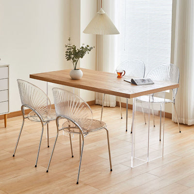 Contemporary Creative Round Acrylic Electroplated Metal Shell-Shaped Backrest Dining Chair For Dining Room