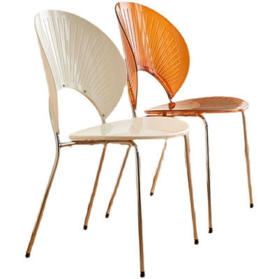 Contemporary Creative Round Acrylic Electroplated Metal Shell-Shaped Backrest Dining Chair For Dining Room
