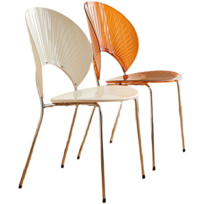 Contemporary Creative Round Acrylic Electroplated Metal Shell-Shaped Backrest Dining Chair For Dining Room
