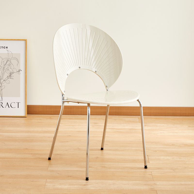 Contemporary Creative Round Acrylic Electroplated Metal Shell-Shaped Backrest Dining Chair For Dining Room