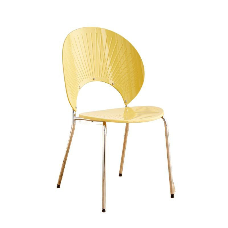 Contemporary Creative Round Acrylic Electroplated Metal Shell-Shaped Backrest Dining Chair For Dining Room